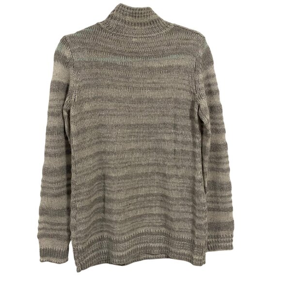 Anthropologie Moth Twin Shadows Gray Striped High Neck Sweater Size M - Picture 6 of 8
